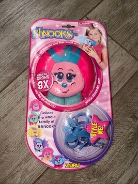 Y2K Vintage Shnooks Pink & Blue Plush Pet with Blue Accessories by Zuru